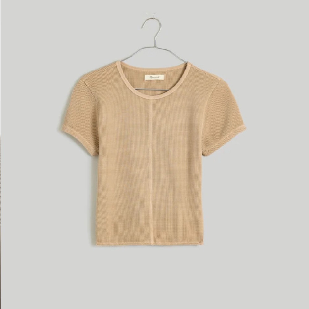 Madewell Women's Waffle Knit Crew Neck Short Sleeve Crop Tee Size XXS